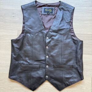 Scully Vest Men Medium Brown Western Five Button Lined Cowboy Rodeo